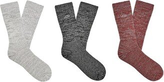 Trey Rib Knit Cozy 3-Pack (Samba Red/Grey/Black) Men's Crew Cut Socks Shoes