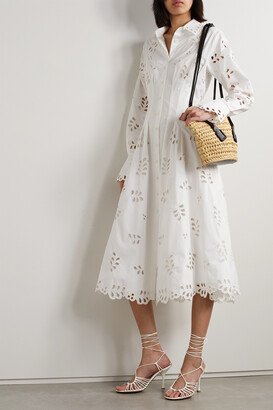 SIMKHAI - Eda Broderie Anglaise Cotton-poplin Midi Shirt Dress - White