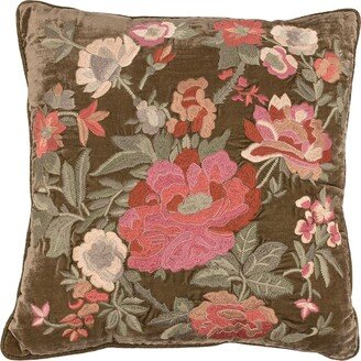 Hand-Embroidered Velvet Cushion