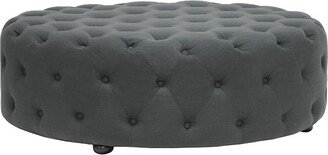 Cardiff Linen Modern Tufted Ottoman - Dark Gray