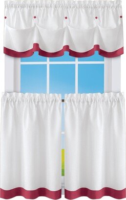 Collections Etc Lana Two-Toned Window Tier and Valance - Set of 2