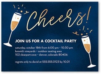 Everyday Party Invitations: Bubbly Cheers Party Invitation, Blue, 5X7, Signature Smooth Cardstock, Square