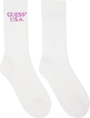 GUESS USA White Evan Socks