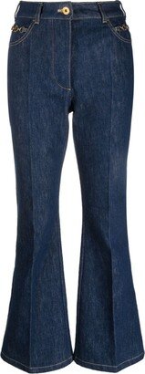 Logo-Embroidered Kick-Flare Jeans