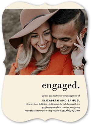 Engagement Party Invitations: Simply Betrothed Engagement Party Invitation, Beige, 5X7, Pearl Shimmer Cardstock, Bracket