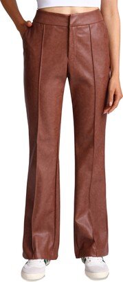 Faux Leather Flare Pants-AA