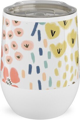 Travel Mugs: April Bits Vintage - Pink Stainless Steel Travel Tumbler, 12Oz, Pink