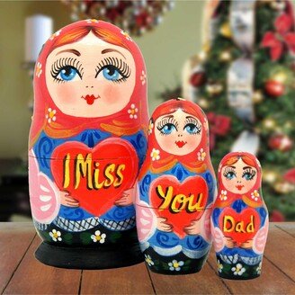 G.DeBrekht I Miss You Dad Matreshka Holiday Nesting Hand-Painted Doll, Set of 3