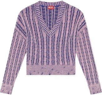 chunky-knit V-neck jumper