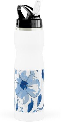 Photo Water Bottles: The Flow Of The Garden - Blue Stainless Steel Water Bottle With Straw, 25Oz, With Straw, Blue