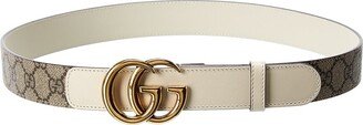 Gg Marmont Thin Gg Supreme Canvas & Leather Belt-AA