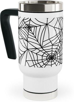 Travel Mugs: Spooky Spider Web Travel Mug With Handle, 17Oz, White