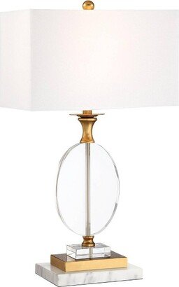 Vienna Full Spectrum Valerie Modern Table Lamp with White Riser 28 Tall Clear Crystal Fabric Shade for Bedroom Living Room Bedside Nightstand Office