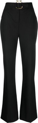 Buckle-Embellishment Flared Trousers