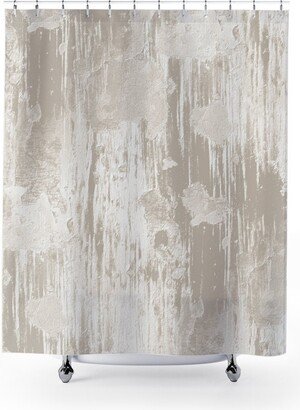 Rustic Beige & White Distressed Designer Shower Curtains