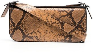 Snakeskin Effect Leather Shoulder Bag