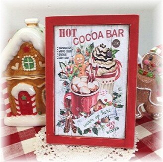 Hot Cocoa Bar Warm Up Here Framed Wood Sign For Christmas Tiered Trays