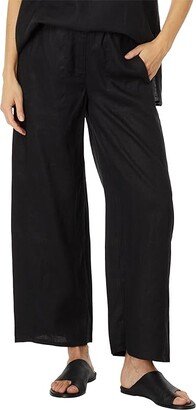 Petite Wide Ankle Pants (Black) Women's Clothing