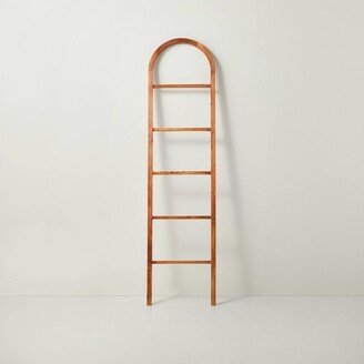 6' Arched Wood Throw Blanket Ladder Brown