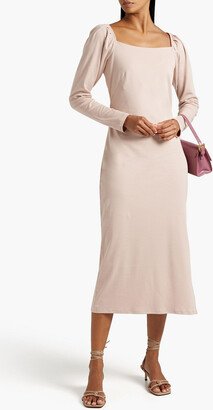 Marianna gathered Pima cotton-jersey midi dress