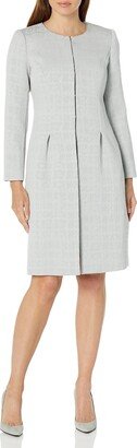 Women's Petite Jacquard Long Jacket & Sheath Dress-AA