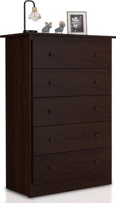 5 Drawer Dresser Functional Storage Organizer Closet Espresso