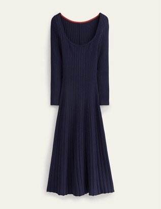 Scoop Neck Knitted Midi Dress