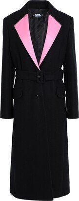 Satin Lapel Tailored Coat Coat Black