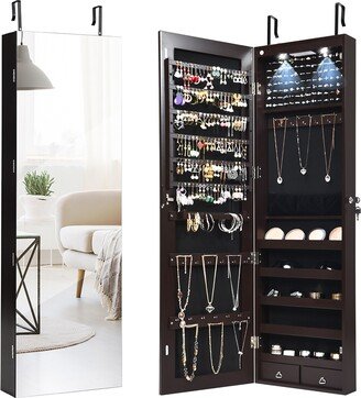 Wall Door Jewelry Armoire Cabinet with Full-Length Mirror