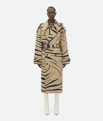 Animal Print Cotton Trench Coat