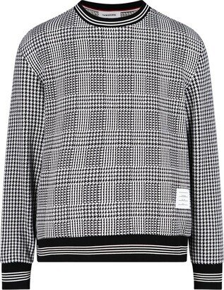 Houndstooth-Patterned Crewneck Jumper