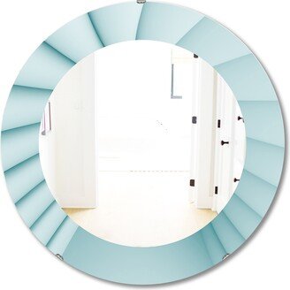 Designart 'Light Blue Waves 1' Printed Modern Mirror - Oval or Round Wall Mirror - White