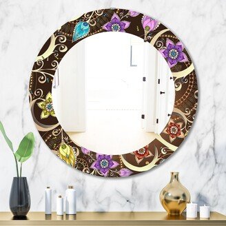 Designart 'Obsidian Bloom 17' Printed Bohemian and Eclectic Oval or Round Wall Mirror