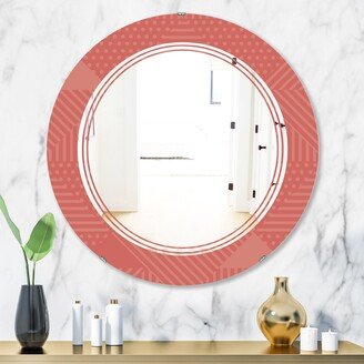 Designart 'Triangual Retro Coral Pattern' Printed Modern Round or Oval Wall Mirror - Triple C