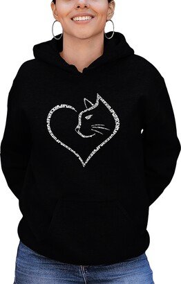 Women's Cat Heart Word Art Hooded Sweatshirt