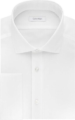 Men's Dress Shirt Slim Fit Non Iron Solid French Cuff (White) Men's Long Sleeve Button Up