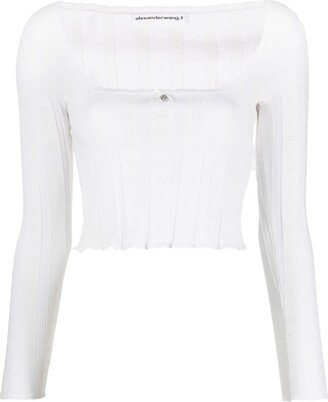 Pointelle-Knit Cropped Top