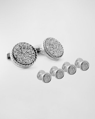 Men's Titanium Drusy Cufflink Shirt Stud Set