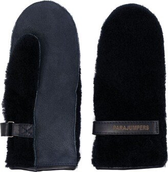 Logo-Print Sheepskin Gloves-AB