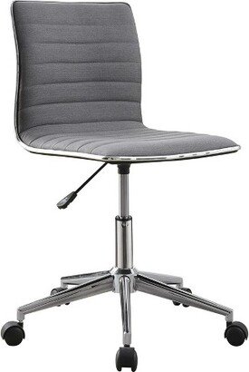 Fabric Upholstered Office Chair with Armless in Grey and Chrome