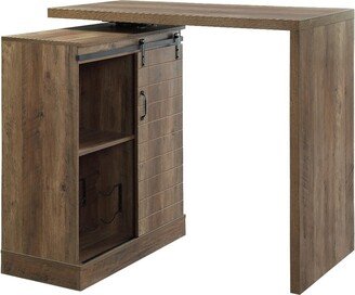 Bar Table with Swivel Table Top and Barn Sliding, Rustic Brown