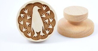 Pinguines Stamp, Embossing Wood Engraved Stamp By Laser