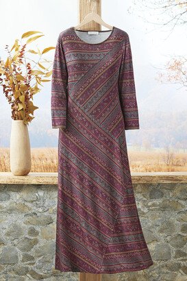 Women's Rolling Hills Knit Dress - Wine Multi - PS - Petite Size