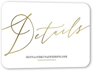 Enclosure Cards: Exciting Script Wedding Enclosure Card, Gold Foil, White, Signature Smooth Cardstock, Rounded
