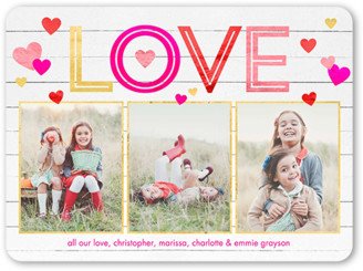 Valentine's Day Cards: Woodgrain Love Valentine's Card, Pink, Matte, Signature Smooth Cardstock, Rounded