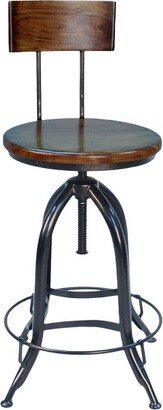 Carolina Cottage Wren Adjustable Stool with Back - Chestnut/Black - Carolina Chair and Table