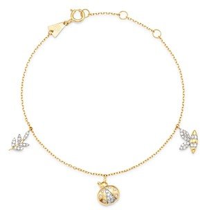 14K Yellow Gold Garden Diamond Pave Three Charm Bracelet - 100% Exclusive