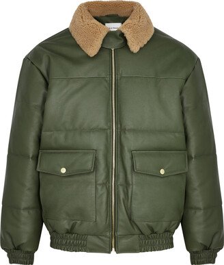 Shearling-trimmed Leather Jacket-AA