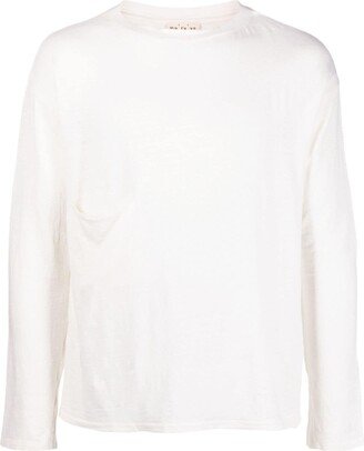 Long-Sleeve Round-Neck Linen Sweater