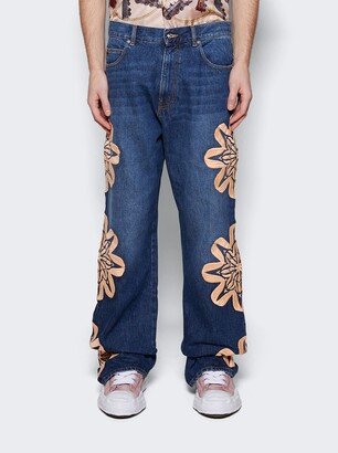BLUEMARBLE Embroidered Bootcut Jeans Blue